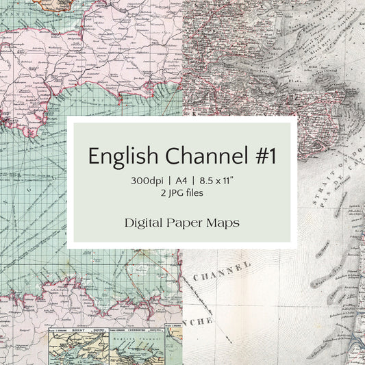 English Channel #1 Digital Paper Maps