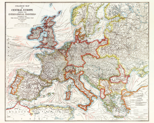 Strategic map of Central Europe showing the International Frontiers