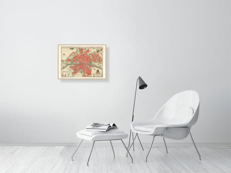 Vintage Paris Map: Plattegrond van Parijs. ca. 1721-1774. Guillaume Delisle