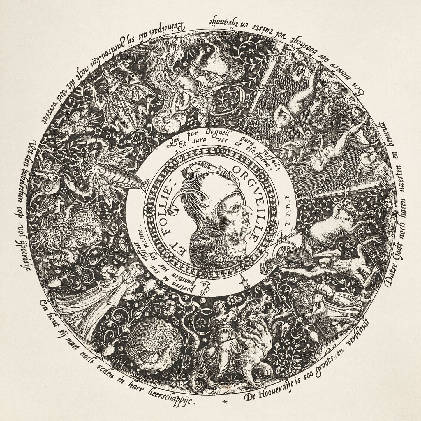 Pride and Madness (Orgeuille et Follie) ca. 1588 by Theodor de Bry. Engraver, goldsmith, editor and publisher, famous for his depictions of early European expeditions